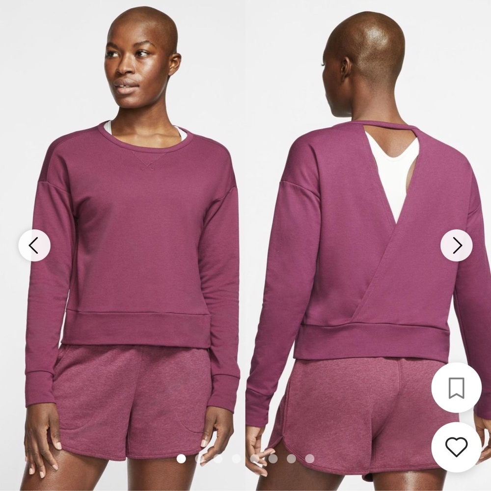 Nike Womens Yoga Long Sleeved Top with Open Back - Magenta, Small